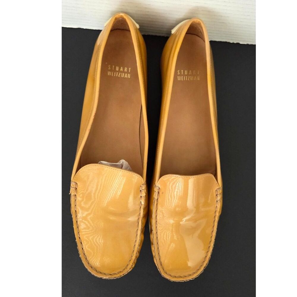 Stuart Weitzman Camel Patent Leather Slip-On Driving Loafer Moccasin Womens 10